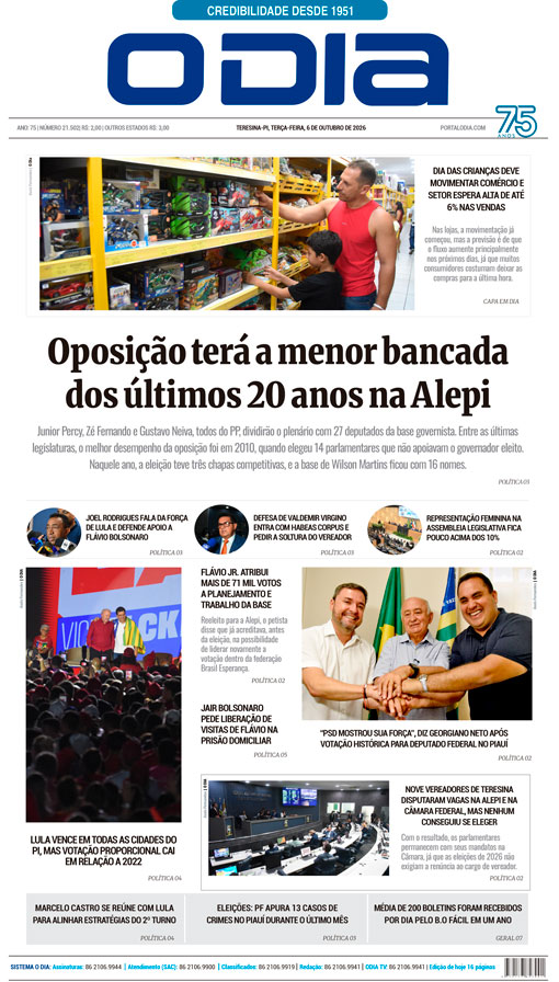 Jornal O Dia - Terça-feira, 6 de outubro de 2026