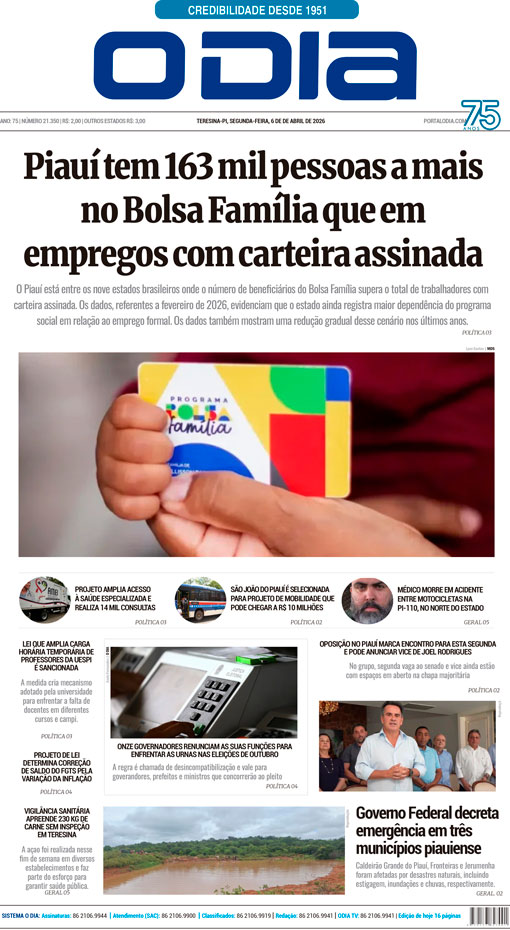 Jornal O Dia - Segunda-feira, 6 de abril de 2026