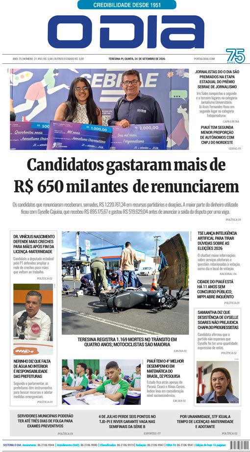 Jornal O Dia - Quinta-feira, 24 de setembro de 2026