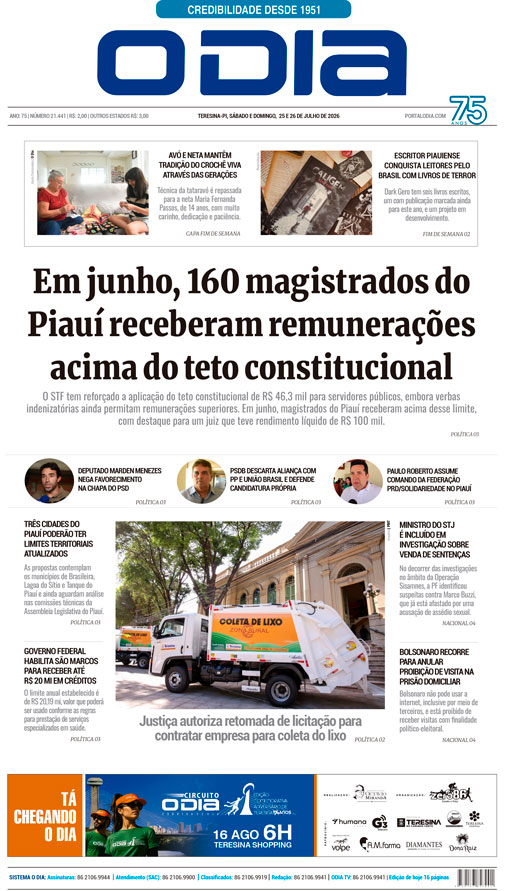 Jornal O Dia - Sábado, 25 de julho de 2026