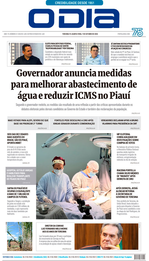Jornal O Dia - Quarta-feira, 7 de outubro de 2026