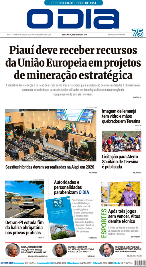 Jornal O Dia - Terça-feira, 3 de fevereiro de 2026