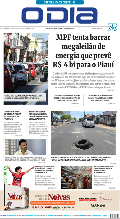 Jornal O Dia - Quarta-feira, 13 de maio de 2026