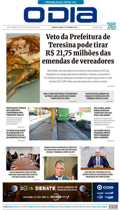 Jornal O Dia - Quinta-feira, 3 de setembro de 2026