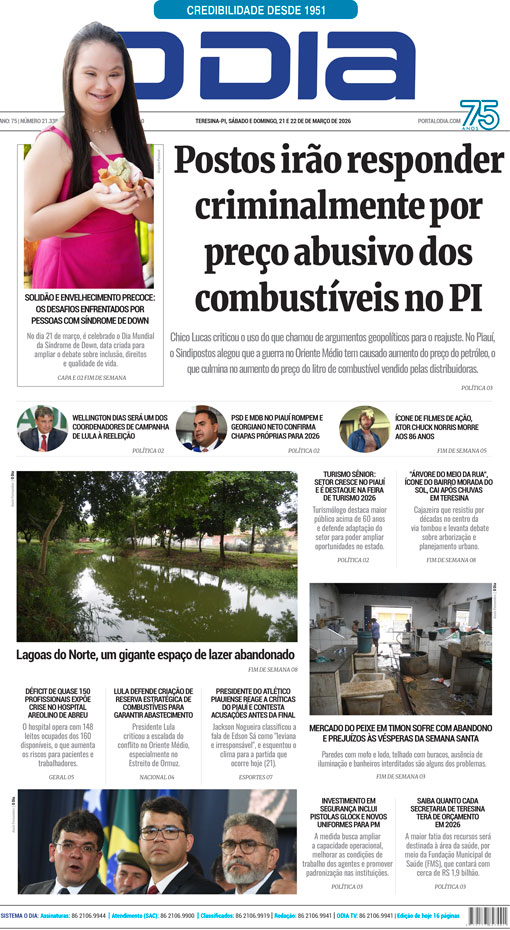 Jornal O Dia - Sábado, 21 de março de 2026