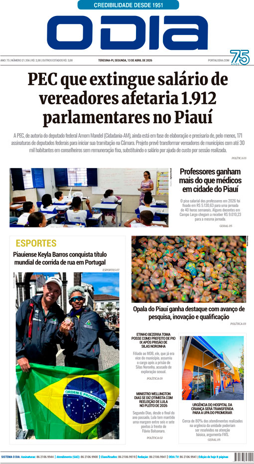 Jornal O Dia - Segunda-feira, 13 de abril de 2026