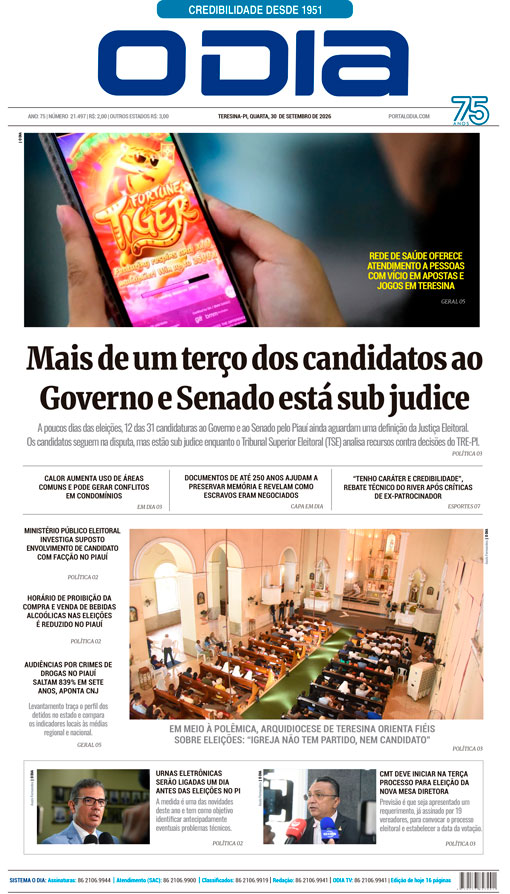 Jornal O Dia - Quarta-feira, 30 de setembro de 2026
