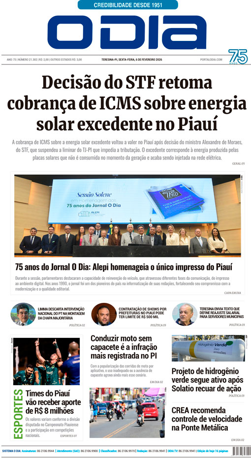 Jornal O Dia - Sexta-feira, 6 de fevereiro de 2026