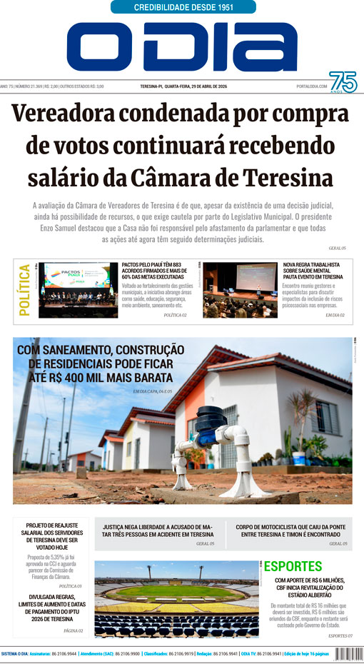 Jornal O Dia - Quarta-feira, 29 de abril de 2026