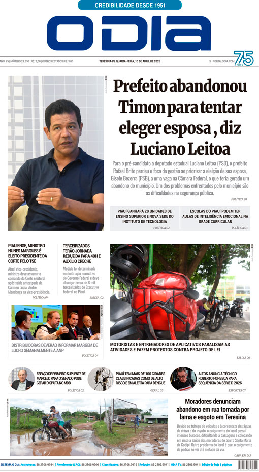 Jornal O Dia - Quarta-feira, 15 de abril de 2026