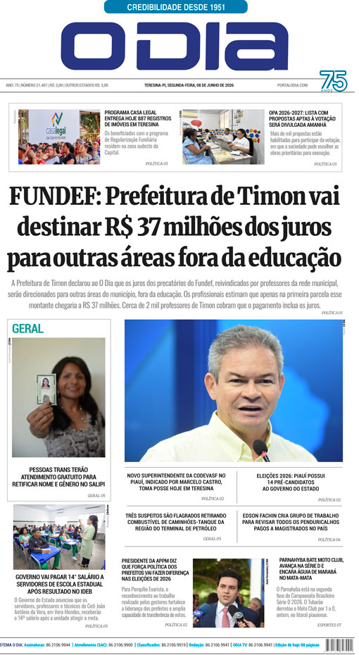 Jornal O Dia - Segunda-feira, 8 de junho de 2026