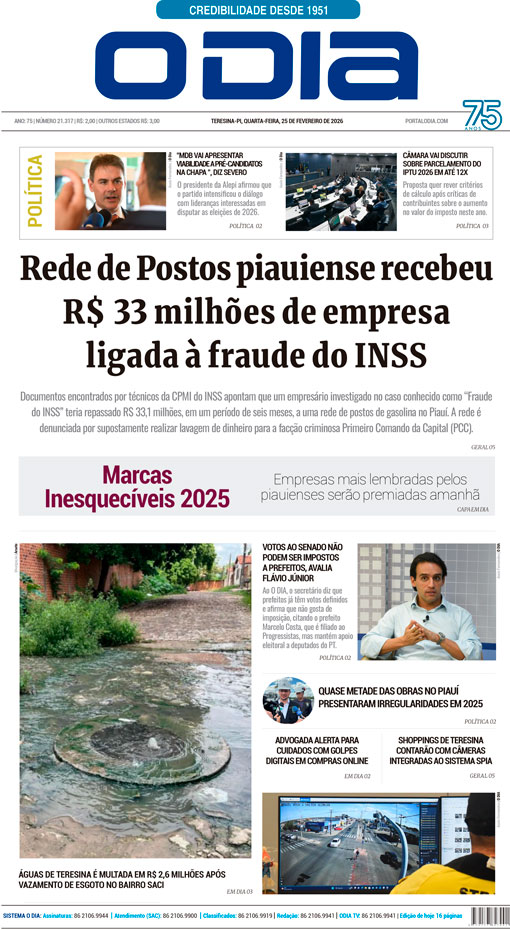 Jornal O Dia - Quarta-feira, 25 de fevereiro de 2026