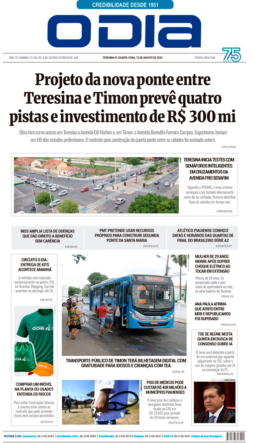 Jornal O Dia - Quarta-feira, 12 de agosto de 2026