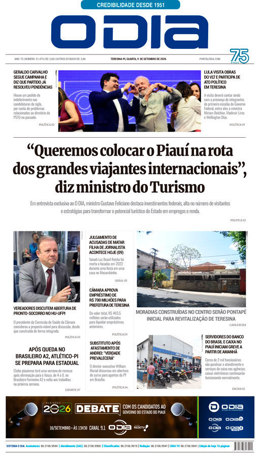 Jornal O Dia - Quarta-feira, 9 de setembro de 2026
