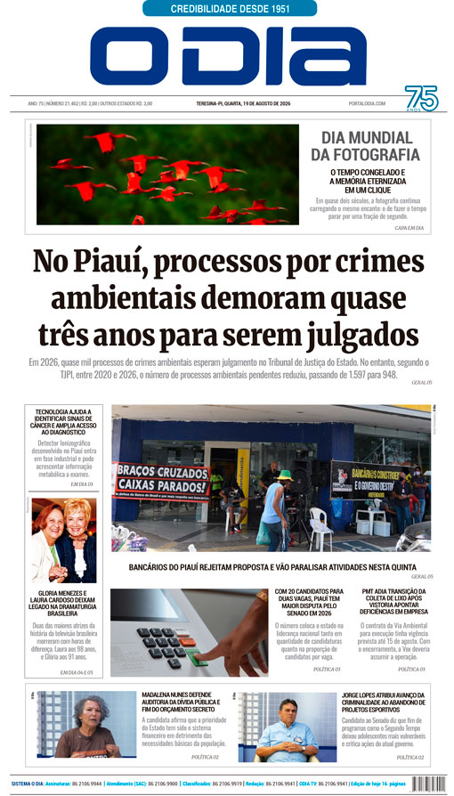 Jornal O Dia - Quarta-feira, 19 de agosto de 2026