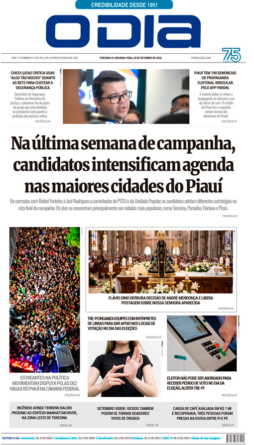 Jornal O Dia - Segunda-feira, 28 de setembro de 2026