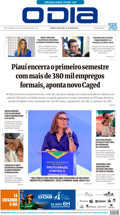 Jornal O Dia - Sexta-feira, 31 de julho de 2026