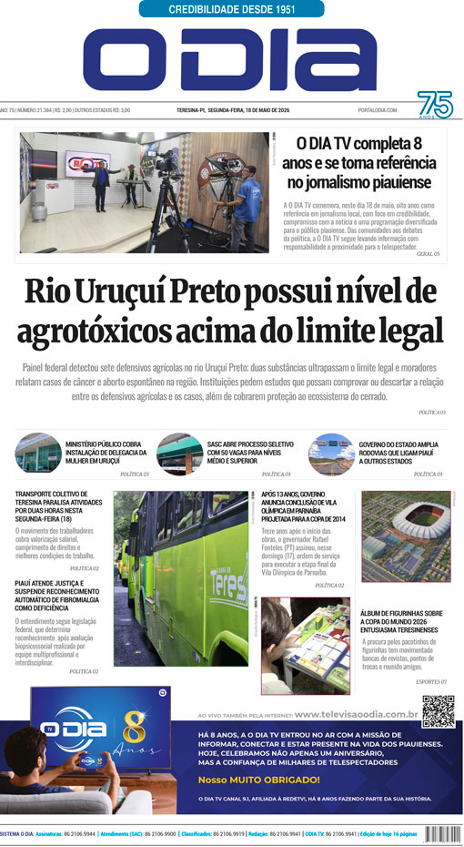 Jornal O Dia - Segunda-feira, 18 de maio de 2026