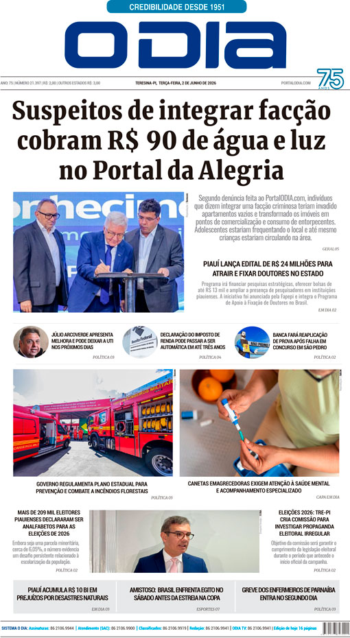 Jornal O Dia - Terça-feira, 2 de junho de 2026