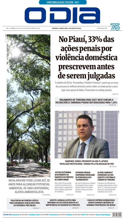 Jornal O Dia - Quinta-feira, 13 de agosto de 2026