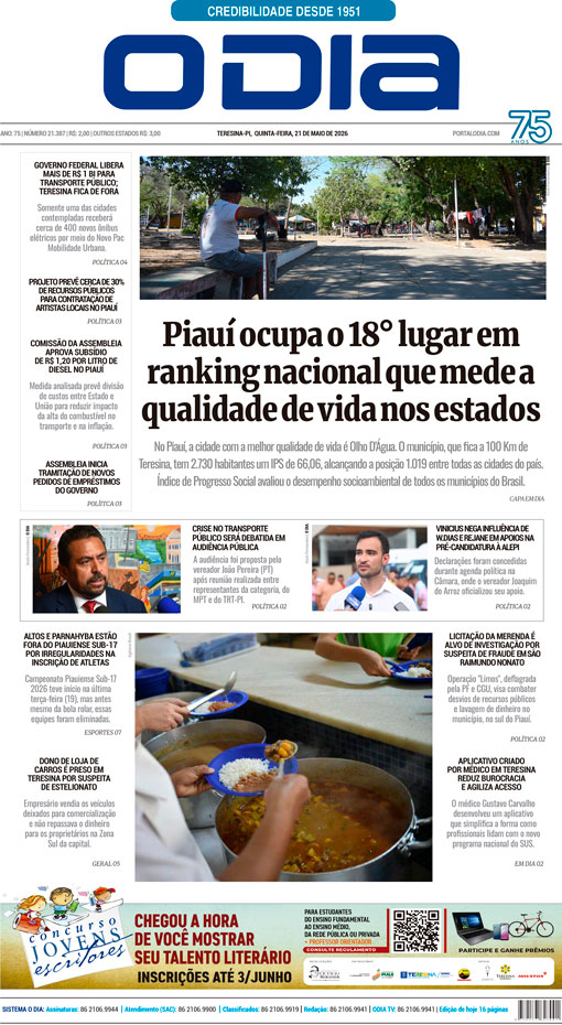 Jornal O Dia - Quinta-feira, 21 de maio de 2026