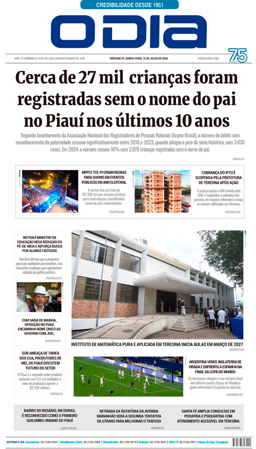 Jornal O Dia - Quinta-feira, 16 de julho de 2026