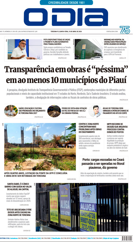 Jornal O Dia - Quinta-feira, 16 de abril de 2026