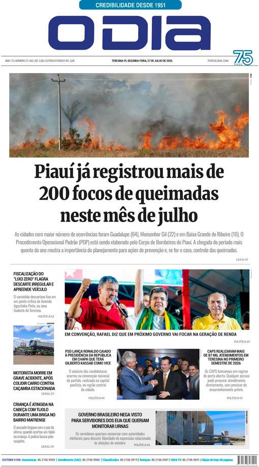 Jornal O Dia - Segunda-feira, 27 de julho de 2026