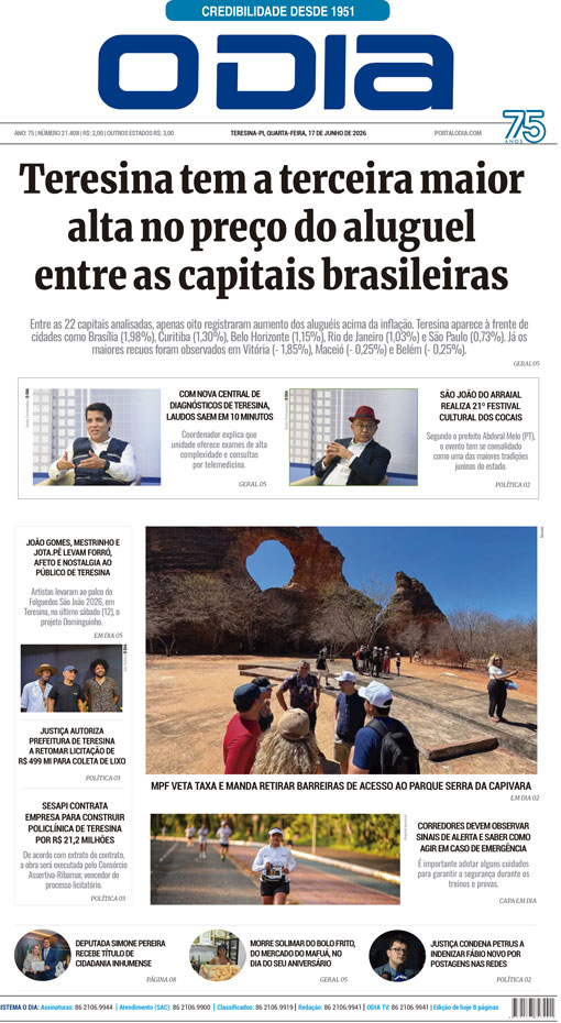 Jornal O Dia - Quarta-feira, 17 de junho de 2026