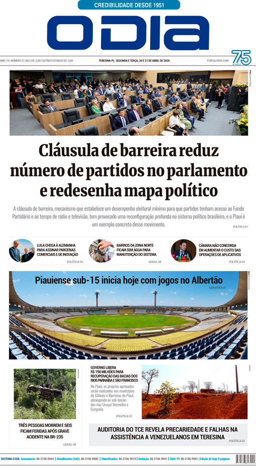 Jornal O Dia - Segunda-feira, 20 de abril de 2026