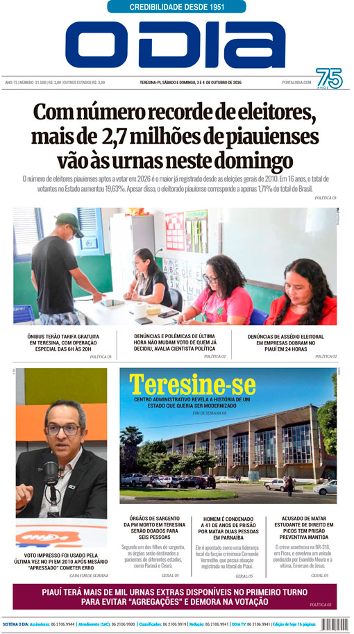 Jornal O Dia - Sábado, 3 de outubro de 2026
