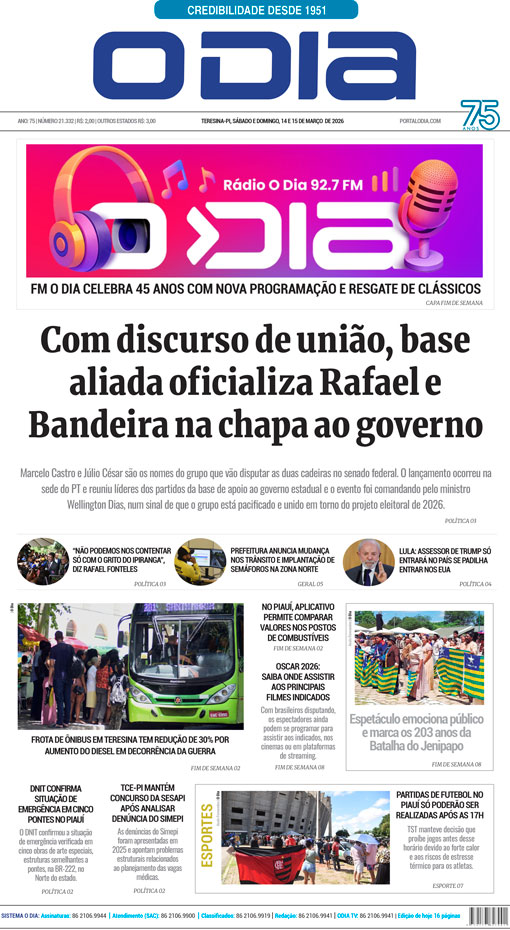 Jornal O Dia - Sábado, 14 de março de 2026