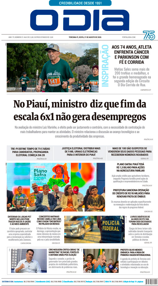 Jornal O Dia - Sexta-feira, 21 de agosto de 2026
