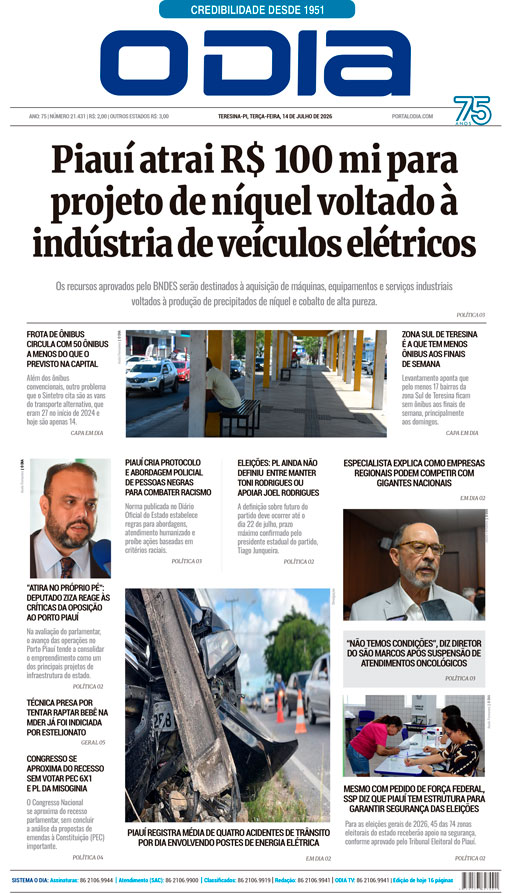 Jornal O Dia - Terça-feira, 14 de julho de 2026