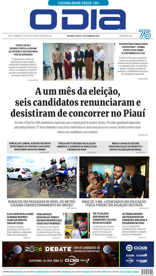 Jornal O Dia - Sexta-feira, 4 de setembro de 2026