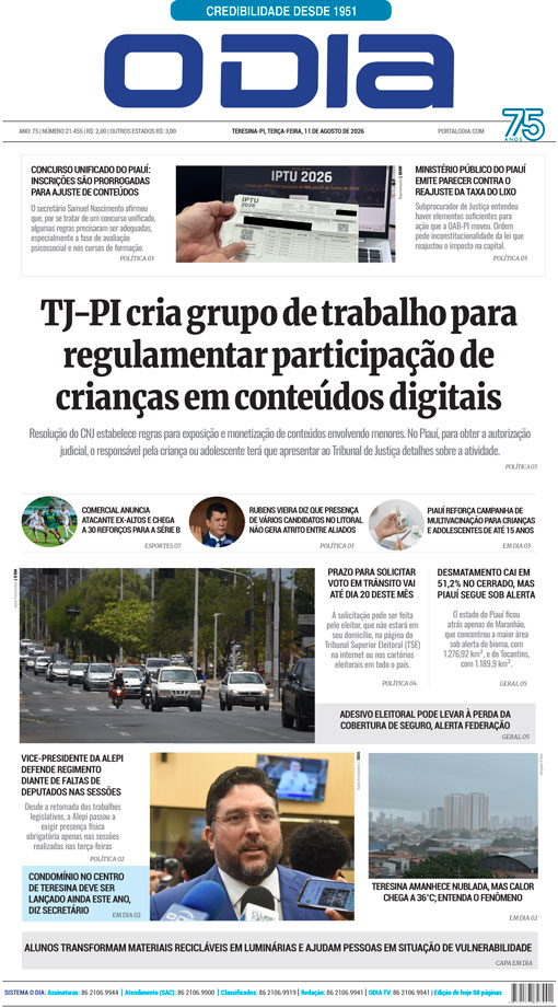 Jornal O Dia - Terça-feira, 11 de agosto de 2026