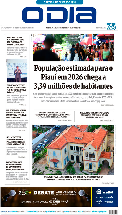 Jornal O Dia - Sábado, 29 de agosto de 2026