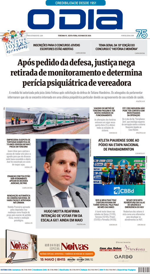 Jornal O Dia - Sexta-feira, 8 de maio de 2026