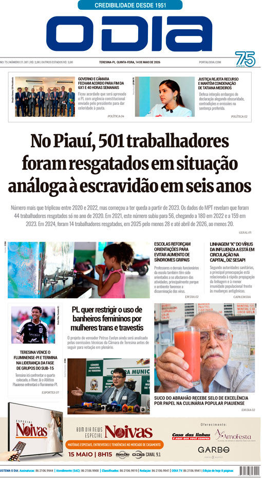 Jornal O Dia - Quinta-feira, 14 de maio de 2026