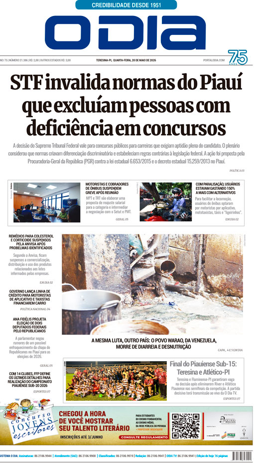 Jornal O Dia - Quarta-feira, 20 de maio de 2026