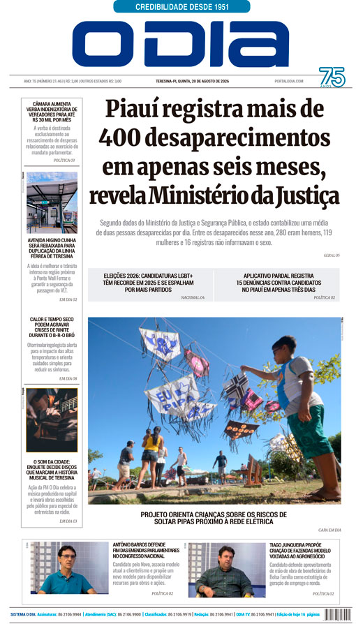 Jornal O Dia - Quinta-feira, 20 de agosto de 2026