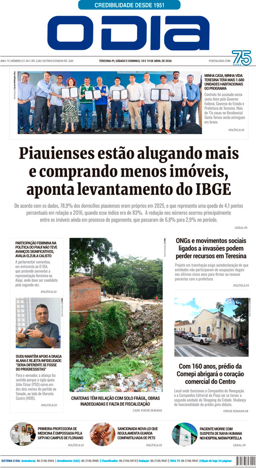 Jornal O Dia - Sábado, 18 de abril de 2026