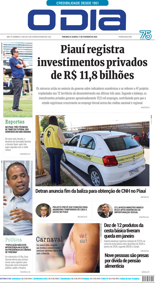 Jornal O Dia - Quarta-feira, 11 de fevereiro de 2026