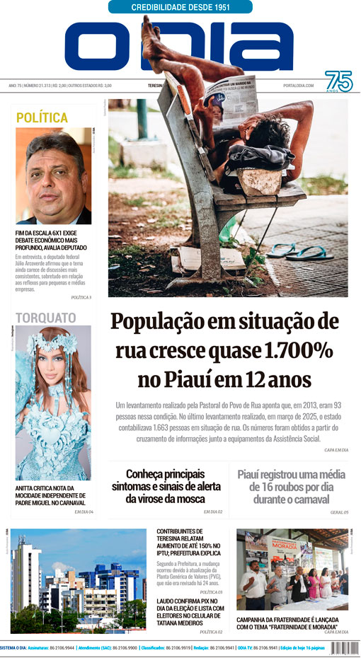 Jornal O Dia - Sexta-feira, 20 de fevereiro de 2026