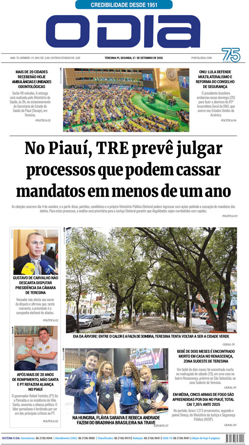 Jornal O Dia - Segunda-feira, 21 de setembro de 2026