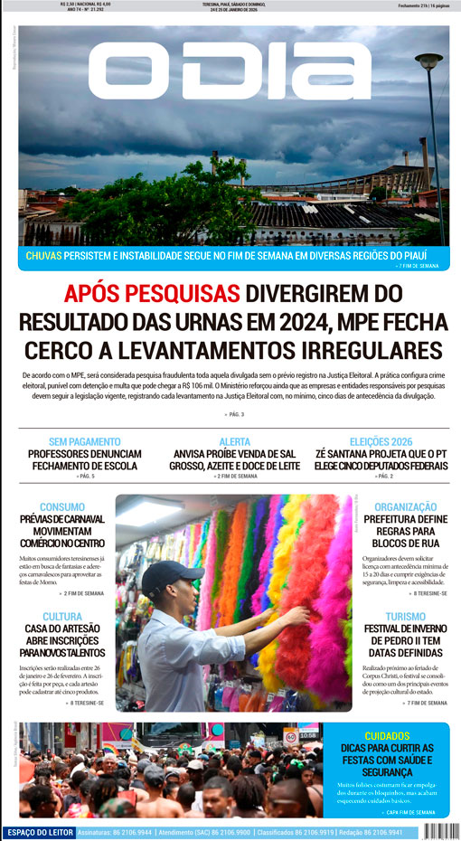 Jornal O Dia - Sábado, 24 de janeiro de 2026