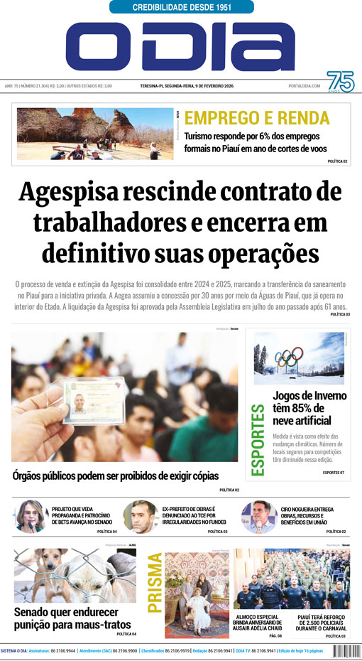 Jornal O Dia - Segunda-feira, 9 de fevereiro de 2026