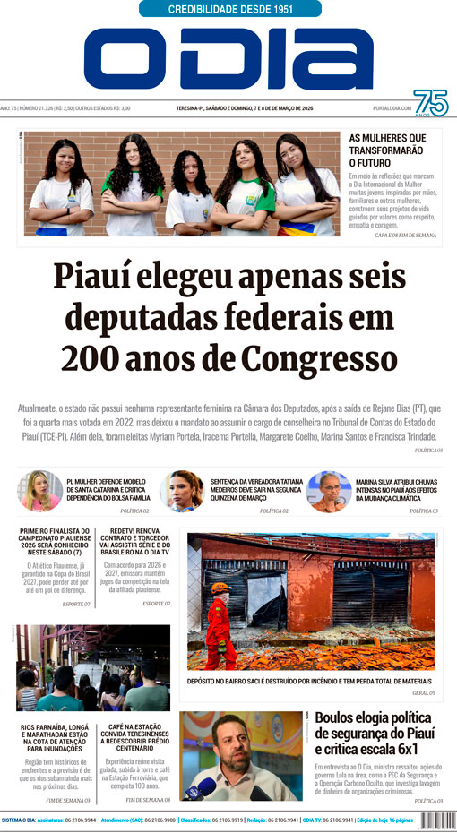 Jornal O Dia - Sábado, 7 de março de 2026