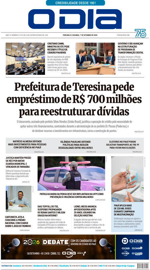 Jornal O Dia - Terça-feira, 1 de setembro de 2026