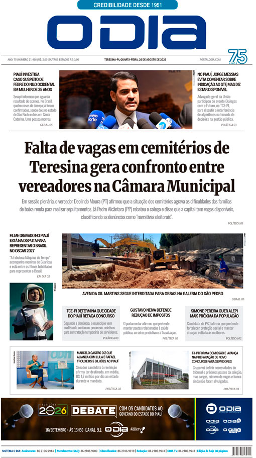 Jornal O Dia - Quarta-feira, 26 de agosto de 2026